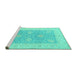 Sideview of Machine Washable Oriental Turquoise Traditional Area Rugs, wshtr1444turq