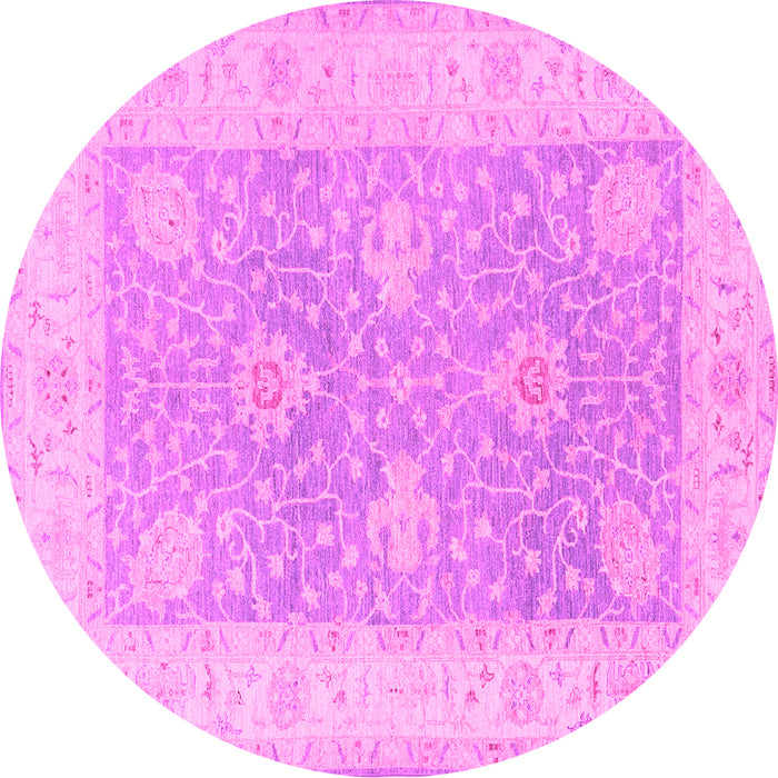 Round Machine Washable Oriental Pink Traditional Rug, wshtr1444pnk