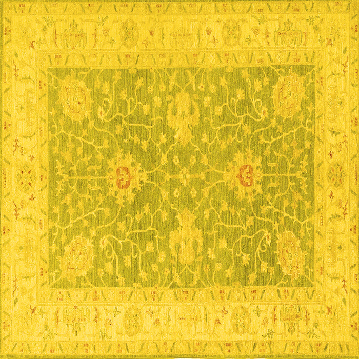 Square Machine Washable Oriental Yellow Traditional Rug, wshtr1444yw