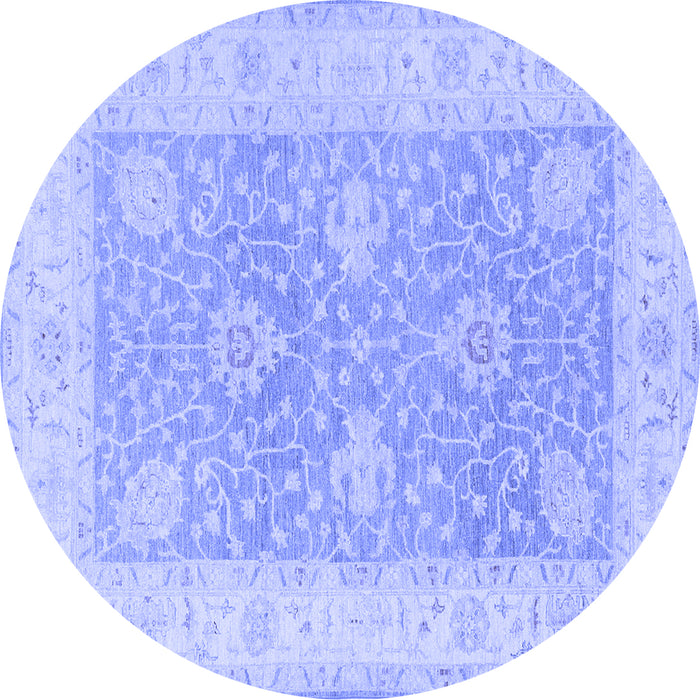 Round Machine Washable Oriental Blue Traditional Rug, wshtr1444blu