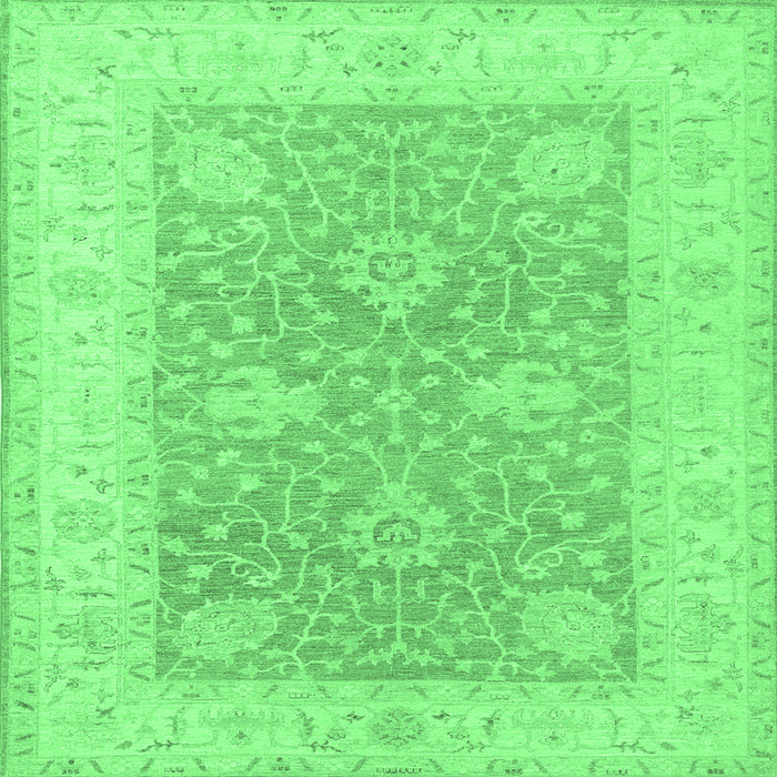 Square Oriental Emerald Green Traditional Rug, tr1444emgrn