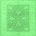 Square Oriental Emerald Green Traditional Rug, tr1444emgrn