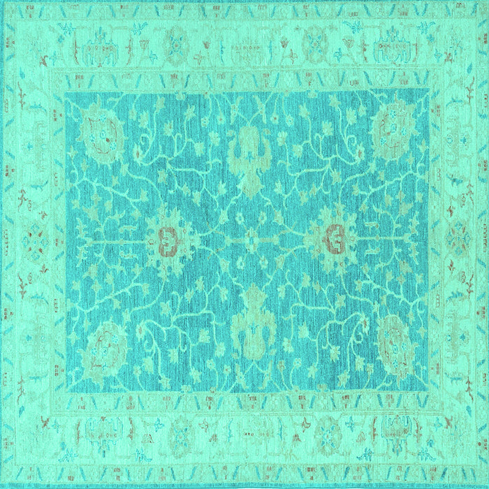Square Oriental Turquoise Traditional Rug, tr1444turq