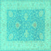 Square Oriental Turquoise Traditional Rug, tr1444turq