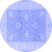 Round Oriental Blue Traditional Rug, tr1444blu