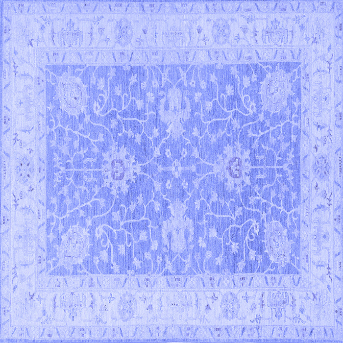 Square Machine Washable Oriental Blue Traditional Rug, wshtr1444blu