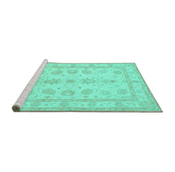 Sideview of Machine Washable Oriental Turquoise Traditional Area Rugs, wshtr1445turq