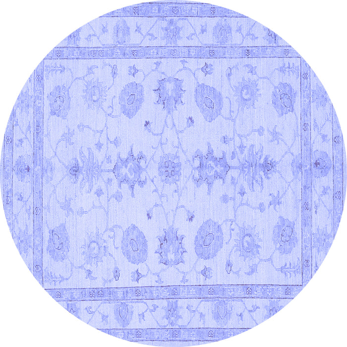 Round Oriental Blue Traditional Rug, tr1445blu