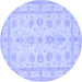 Round Oriental Blue Traditional Rug, tr1445blu