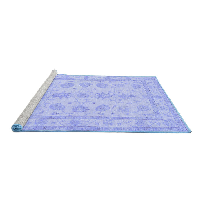 Sideview of Machine Washable Oriental Blue Traditional Rug, wshtr1445blu