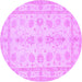 Round Oriental Purple Traditional Rug, tr1445pur