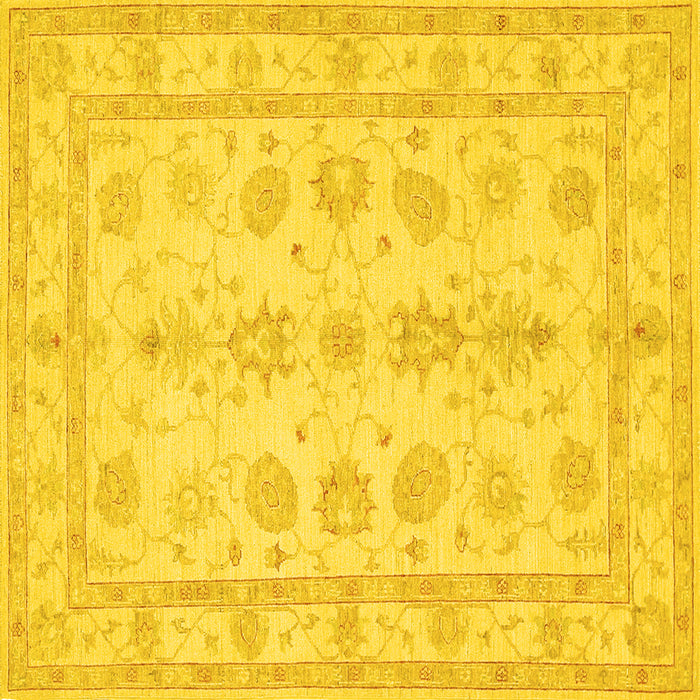 Square Oriental Yellow Traditional Rug, tr1445yw
