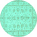 Round Oriental Turquoise Traditional Rug, tr1445turq