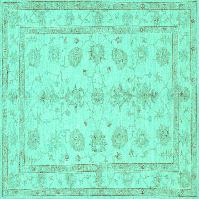 Square Machine Washable Oriental Turquoise Traditional Area Rugs, wshtr1445turq