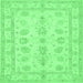 Square Oriental Emerald Green Traditional Rug, tr1445emgrn