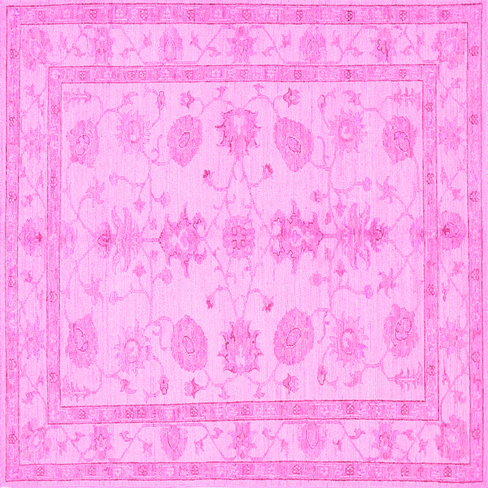 Square Machine Washable Oriental Pink Traditional Rug, wshtr1445pnk