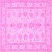 Square Machine Washable Oriental Pink Traditional Rug, wshtr1445pnk