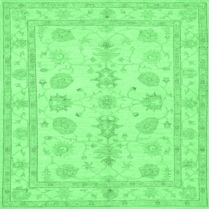 Square Machine Washable Oriental Emerald Green Traditional Area Rugs, wshtr1445emgrn