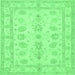 Square Machine Washable Oriental Emerald Green Traditional Area Rugs, wshtr1445emgrn