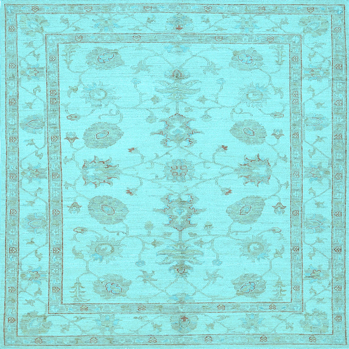 Square Machine Washable Oriental Light Blue Traditional Rug, wshtr1445lblu