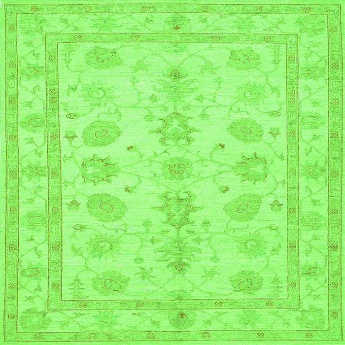 Round Machine Washable Oriental Green Traditional Area Rugs, wshtr1445grn