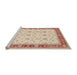 Sideview of Machine Washable Traditional Deep Peach Orange Rug, wshtr1446