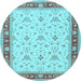 Round Persian Light Blue Traditional Rug, tr1446lblu