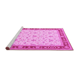 Sideview of Machine Washable Persian Pink Traditional Rug, wshtr1446pnk