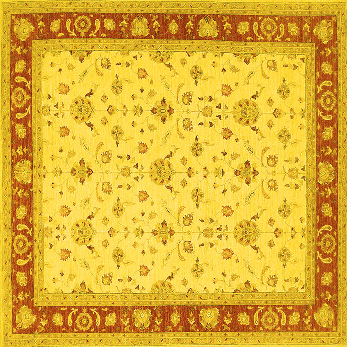 Square Machine Washable Persian Yellow Traditional Rug, wshtr1446yw