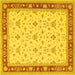 Square Machine Washable Persian Yellow Traditional Rug, wshtr1446yw