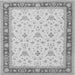 Round Machine Washable Persian Gray Traditional Rug, wshtr1446gry