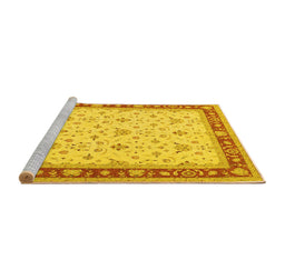 Sideview of Machine Washable Persian Yellow Traditional Rug, wshtr1446yw
