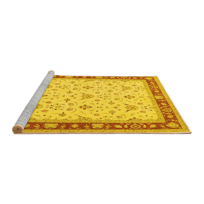 Sideview of Machine Washable Persian Yellow Traditional Rug, wshtr1446yw