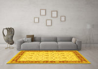 Machine Washable Persian Yellow Traditional Rug, wshtr1446yw