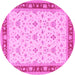 Round Persian Pink Traditional Rug, tr1446pnk