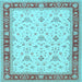 Square Machine Washable Persian Light Blue Traditional Rug, wshtr1446lblu