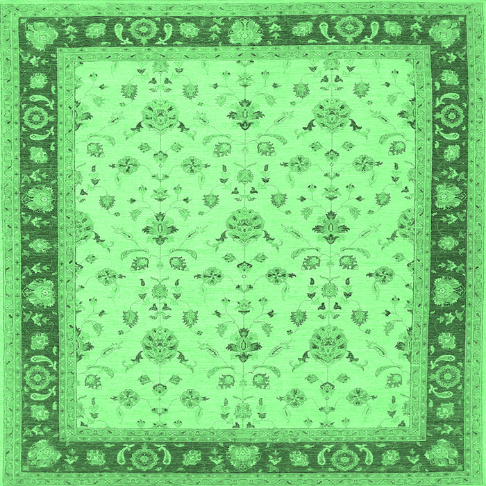 Square Persian Emerald Green Traditional Rug, tr1446emgrn