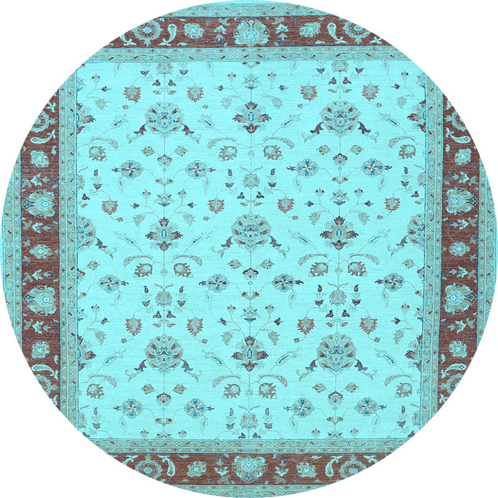 Round Machine Washable Persian Light Blue Traditional Rug, wshtr1446lblu