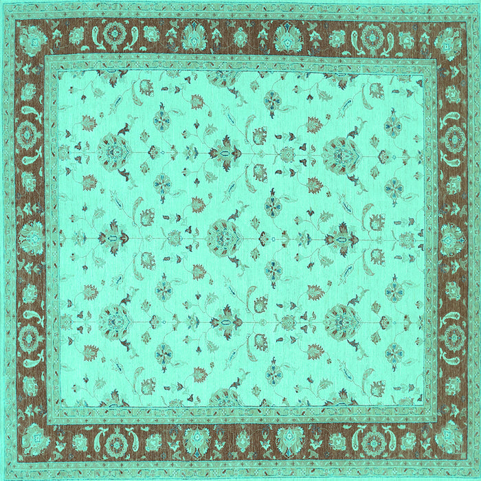 Square Machine Washable Persian Turquoise Traditional Area Rugs, wshtr1446turq