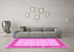 Machine Washable Persian Pink Traditional Rug in a Living Room, wshtr1446pnk