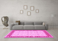 Machine Washable Persian Pink Traditional Rug, wshtr1446pnk