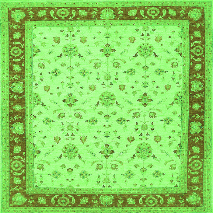 Round Machine Washable Persian Green Traditional Area Rugs, wshtr1446grn