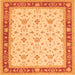 Round Machine Washable Persian Orange Traditional Area Rugs, wshtr1446org