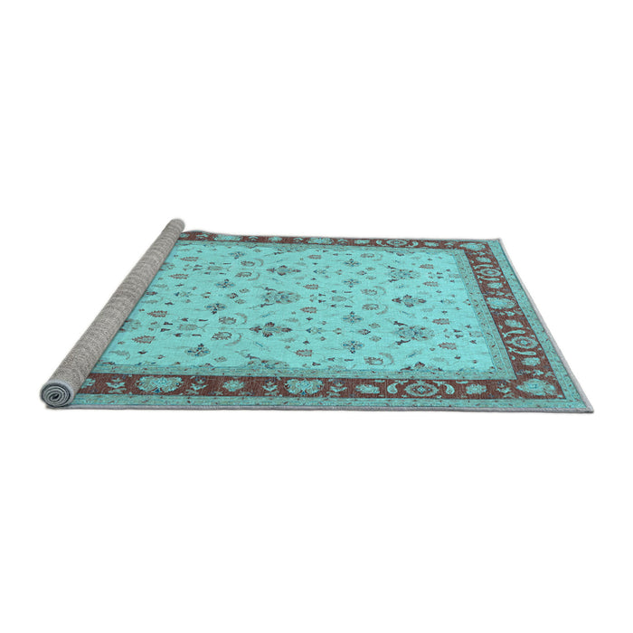 Sideview of Machine Washable Persian Light Blue Traditional Rug, wshtr1446lblu