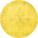 Round Machine Washable Persian Yellow Traditional Rug, wshtr1447yw