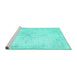 Sideview of Machine Washable Persian Turquoise Traditional Area Rugs, wshtr1447turq