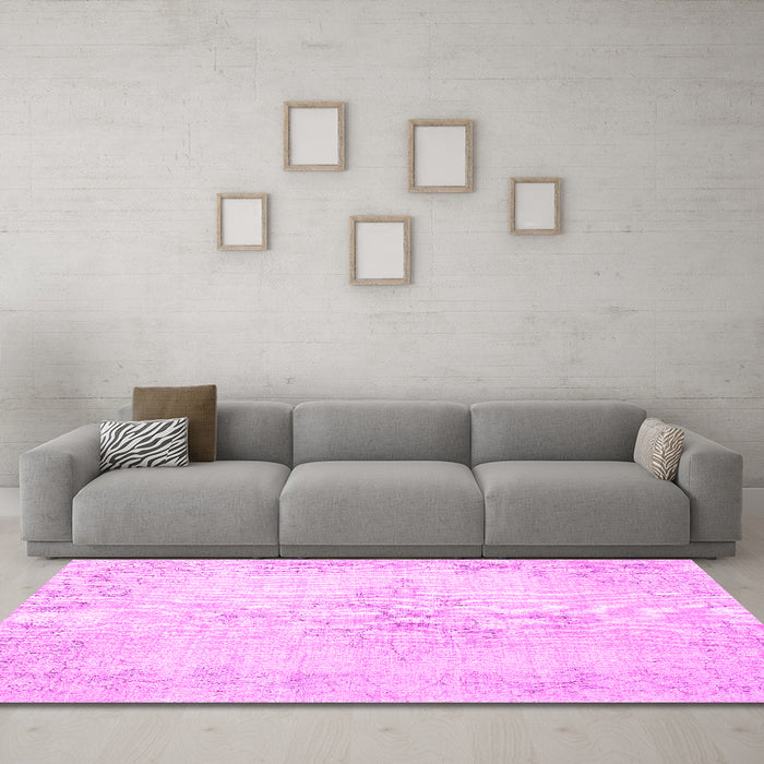 Machine Washable Persian Pink Traditional Rug in a Living Room, wshtr1447pnk