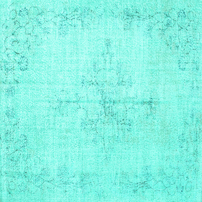 Square Machine Washable Persian Turquoise Traditional Area Rugs, wshtr1447turq