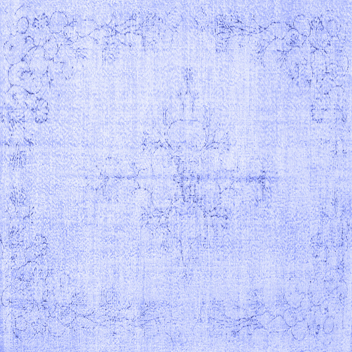 Square Machine Washable Persian Blue Traditional Rug, wshtr1447blu