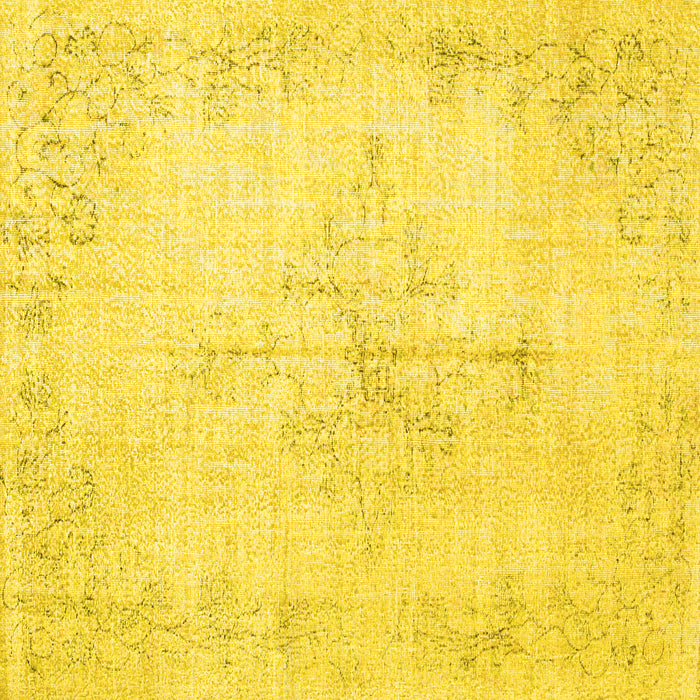 Square Machine Washable Persian Yellow Traditional Rug, wshtr1447yw